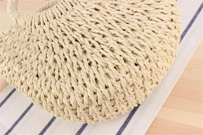 Yogodlns Handmade Half-Round Rattan Straw Bag – Summer Women’s Small Beach Messenger Crossbody Handbag