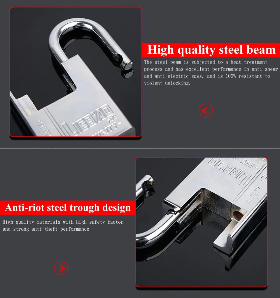 Keyed Padlock – Waterproof & Antirust Multifunctional Anti-Theft Lock, Pry Door & Window Security Lock