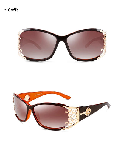 PARZIN Luxury Women’s Sunglasses – Designer Vintage Polarized Driving Shades with Hollow Lace