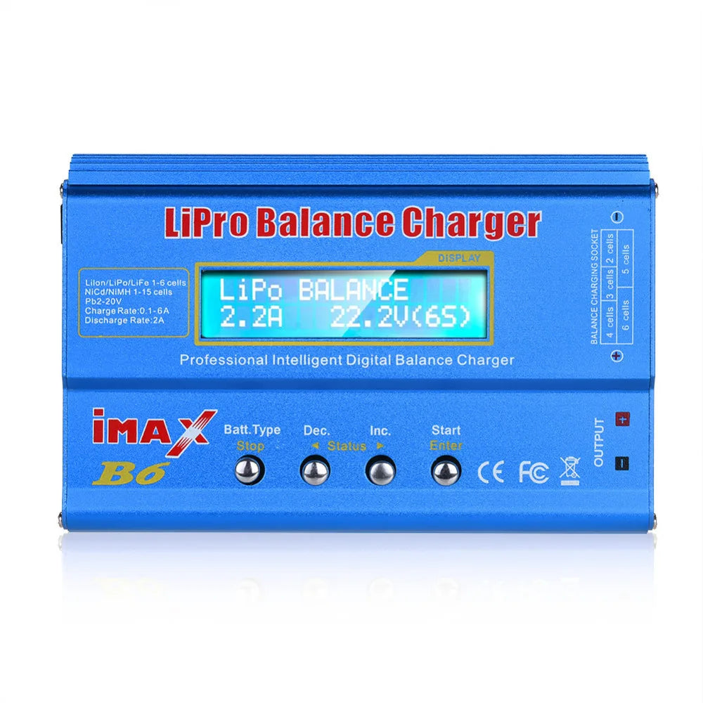 IMAX B6 Balance Charger for RC Helicopters – LCD NIMH/NICD Battery Discharger with 15A 6A Power Adapter