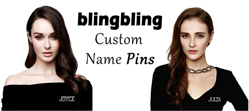 Rhinestone Customized Name Brooch – Handmade Custom Name Plate Pins for Birthday, Wedding & Party Badges