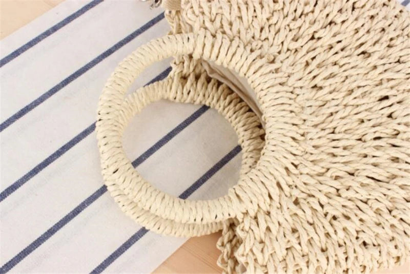 Yogodlns Handmade Half-Round Rattan Straw Bag – Summer Women’s Small Beach Messenger Crossbody Handbag