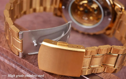 Winner Men's Luxury Mechanical Watch – Sport Design Bezel, Automatic Skeleton Dial, Fashion Montre Homme