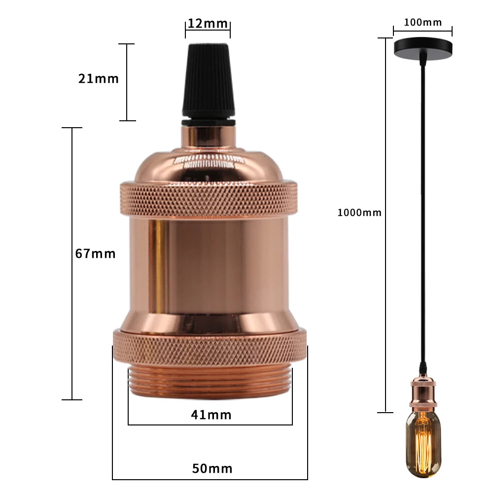 Add Vintage Charm: Retro Edison Lamp E27 Socket Pendant Lights - Aluminum Industrial Lamp Holder Fitting with Screw Base for Classic Appeal