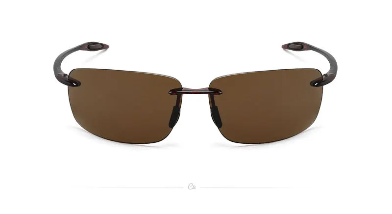 JULI The Matrix Classic Sports Rimless Sunglasses for Men - Orange Rectangle Ultralight Frame, UV400 Protection Driving Eyewear (MJ8009)