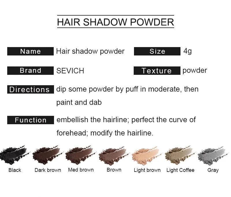 Sevich Hairline Powder 4g – Natural Hairline Shadow Concealer for Hair Loss, Unisex Makeup