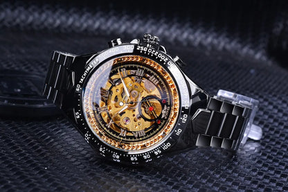 Winner Men's Luxury Mechanical Watch – Sport Design Bezel, Automatic Skeleton Dial, Fashion Montre Homme