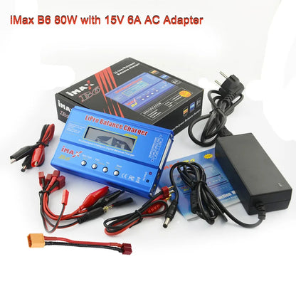 IMAX B6 Balance Charger for RC Helicopters – LCD NIMH/NICD Battery Discharger with 15A 6A Power Adapter