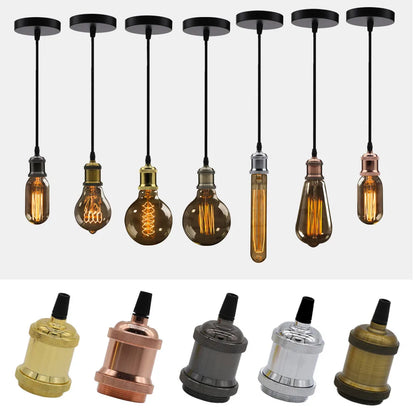 Add Vintage Charm: Retro Edison Lamp E27 Socket Pendant Lights - Aluminum Industrial Lamp Holder Fitting with Screw Base for Classic Appeal