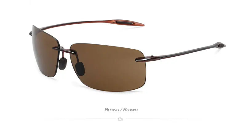 JULI The Matrix Classic Sports Rimless Sunglasses for Men - Orange Rectangle Ultralight Frame, UV400 Protection Driving Eyewear (MJ8009)