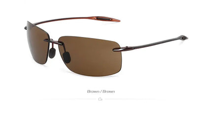 JULI The Matrix Classic Sports Rimless Sunglasses for Men - Orange Rectangle Ultralight Frame, UV400 Protection Driving Eyewear (MJ8009)