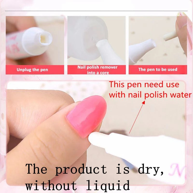 1 Pc Nail Art Corrector Pen with 3 Tips - Newest Nail Polish Corrector for Mistake Removal - Manicure Tool for Precise Cleaning
