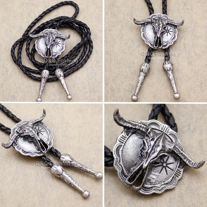 New Arrival Western Southwest Longhorn Steer Cow Skull Bolo Tie – Leather Rodeo Neck Tie, Fashion Shirt Accessories
