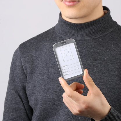 Aluminum Alloy ID Badge Holder - Vertical Business Card Case with Lanyard for Work and Name Cards