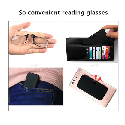 Men’s Nose Clip Reading Glasses – High-Quality Portable Transparent Eyewear for Seniors with Case