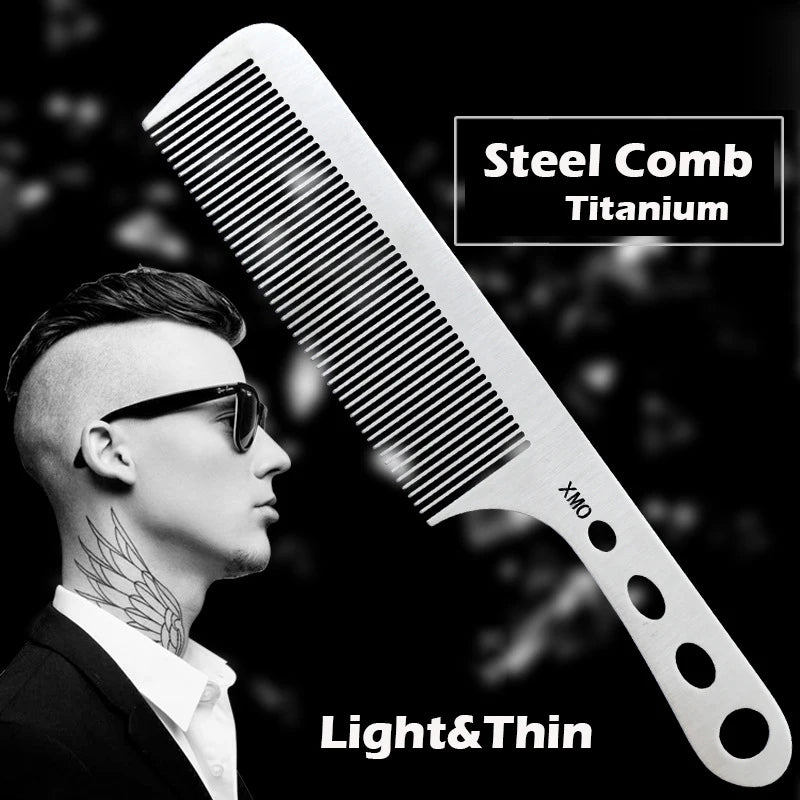 Brainbow Titanium Steel Hair Comb – Professional Anti-Static Salon Hairdressing Brush for Men