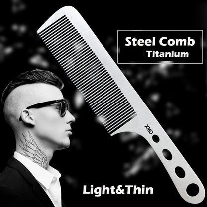 Brainbow Titanium Steel Hair Comb – Professional Anti-Static Salon Hairdressing Brush for Men