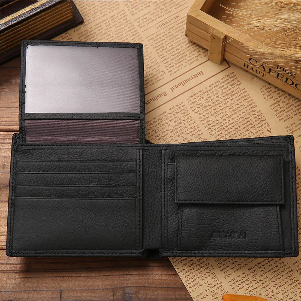 Classic Short Genuine Leather Men's Wallet: Fashion Coin Pocket Card Holder Purse - Simple Quality Male Wallets