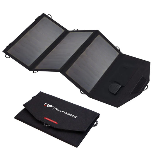 ALLPOWERS 21W Flexible Solar Panel - Foldable, High Efficiency 5V/18V Solar Battery Charger for iPhone & Travel