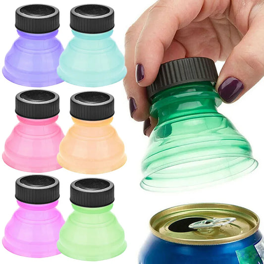 6-Pack Reusable Plastic Bottle Caps - Soda Saver Can Lids, Fashionable Drink Protector for Beer, Water, and Soda Bottles