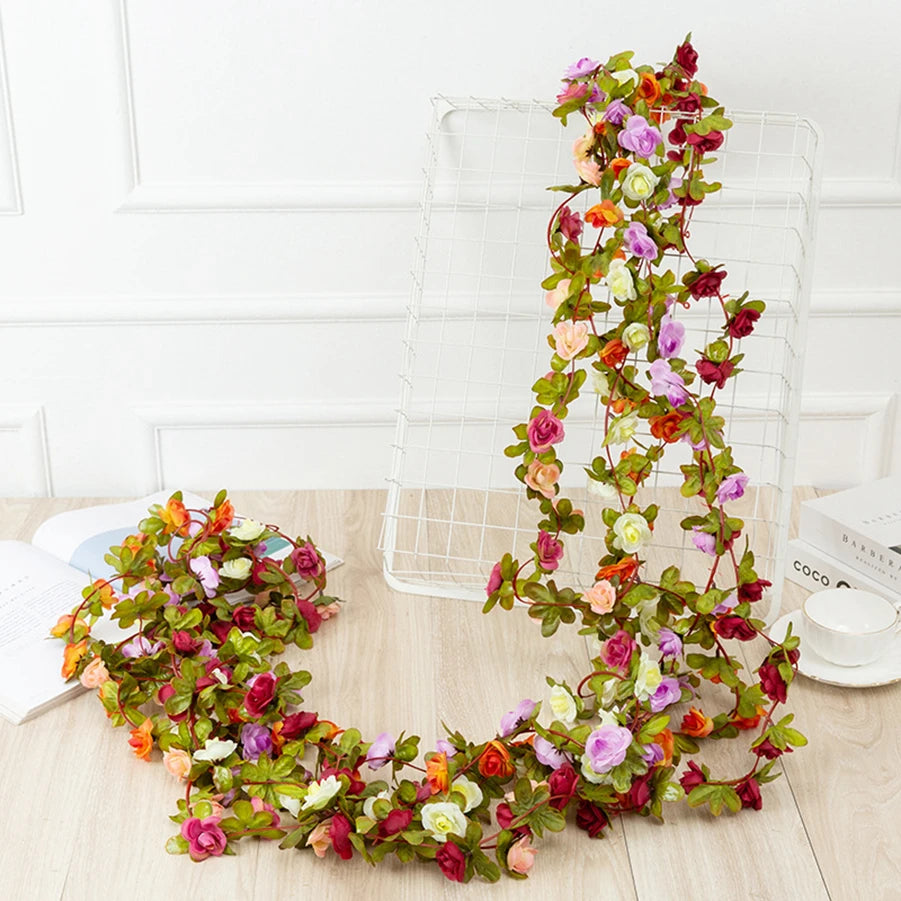 250CM Artificial Rose Flower Vine — Wedding, Home, Garden, Christmas & DIY Decoration Arch