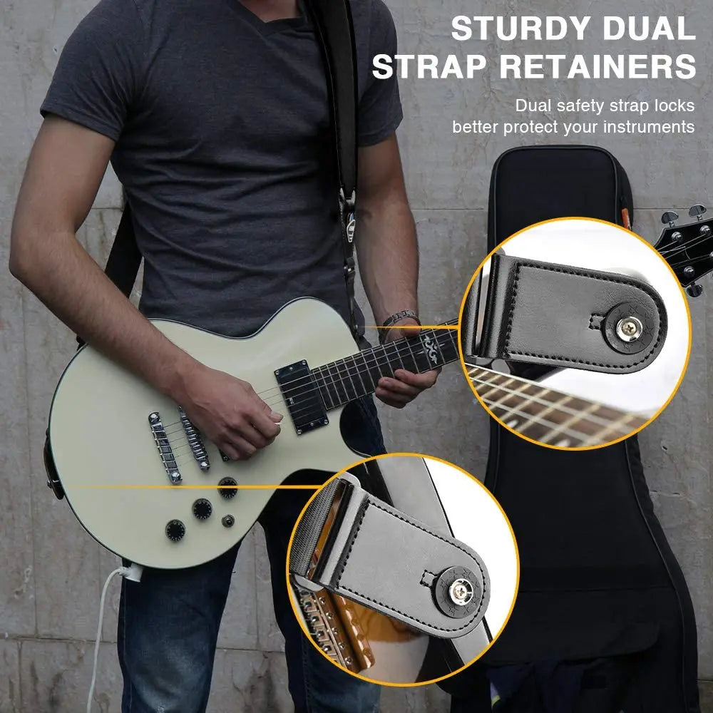 Enhance Your Comfort with LEKATO 3D Sponge Guitar Strap Belt LGS-1: Adjustable Filling Electric Guitar and Bass Belt, 3.5" Wide - Includes 6 Picks