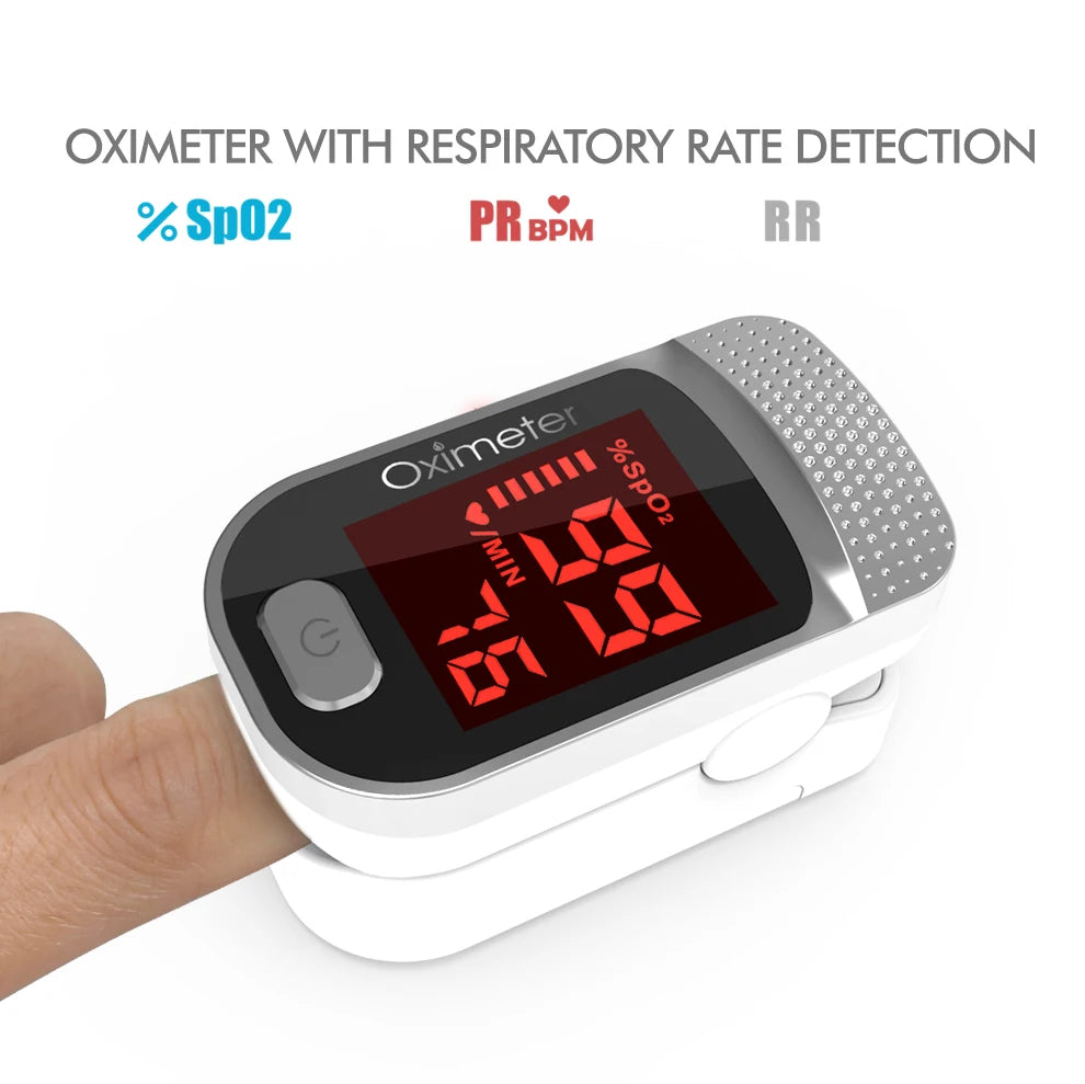 KIUZOU Finger Pulse Oximeter – SPO2, PR, PI, RR Blood Oxygen Monitor with OLED Display