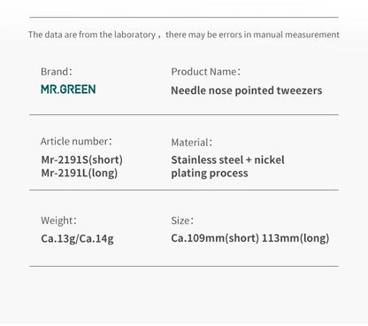 MR.GREEN Ingrown Hair Tweezers – Pointed Nose Tweezers for Eyebrows, Splinters, Blackhead & Acne Removal