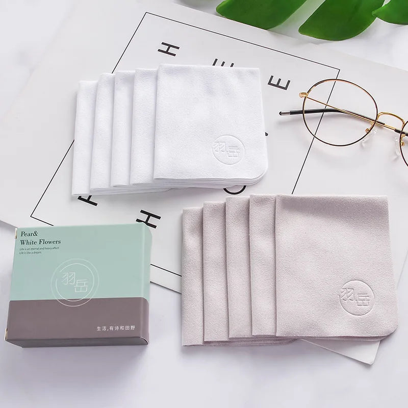 10pcs High-Grade Professional Glasses Cleaning Cloth - Soft Cotton Deer Skin Wipe for Mobile Phone Screens and Glasses