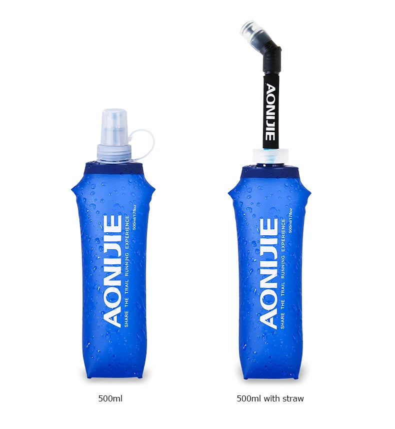 AONIJIE Soft Flask Water Bottle — 250ml/500ml Folding, Collapsible, TPU BPA-Free for Running Hydration Packs, Waist Bags & Vests (SD09/SD10)