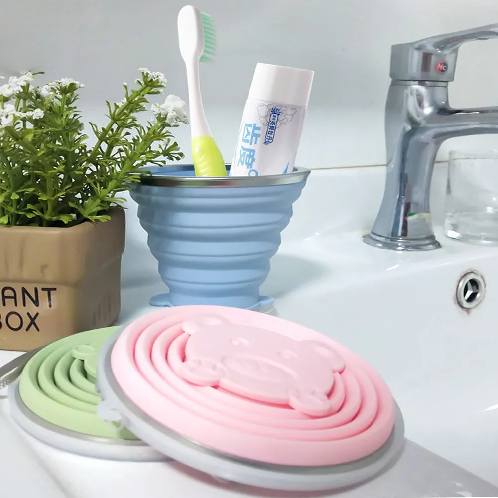 Collapsible Telescopic Silicone Water Bottle - Folding Cup for Outdoor Travel, Children, Teacups, and More