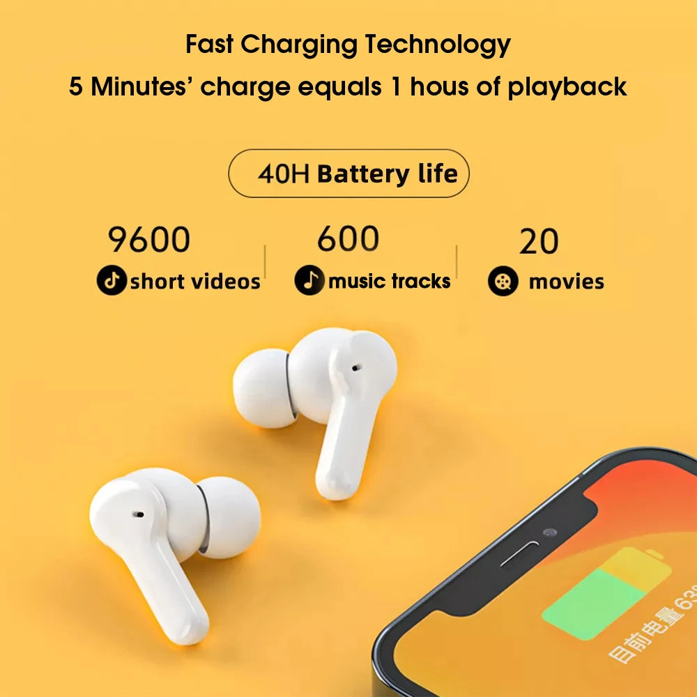 QCY T13 Bluetooth Headphones V5.1 – Wireless TWS Earbuds with Touch Control, 4 Mics, ENC HD Call, and Customizing App
