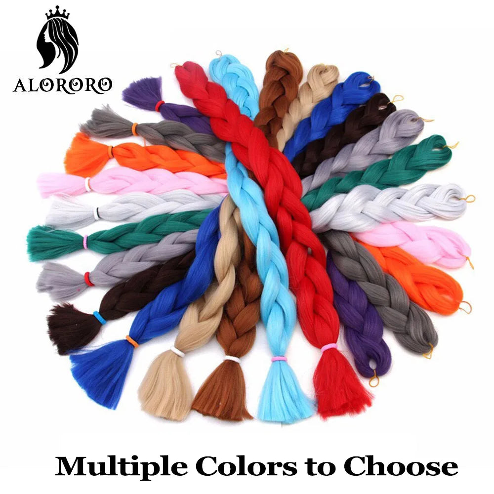82-Inch Synthetic Braiding Hair Extensions – Jumbo Crochet Box Twist Braids in Green, Red, Pink & Yellow, Pure Color Wholesale