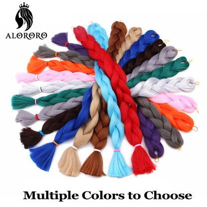 82-Inch Synthetic Braiding Hair Extensions – Jumbo Crochet Box Twist Braids in Green, Red, Pink & Yellow, Pure Color Wholesale