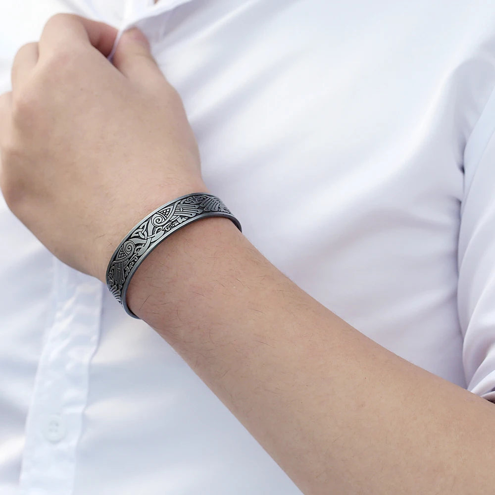 Skyrim Viking Talisman Bracelet – Tree of Life, Luck Knot Runes, Magnetic Cuff Bangle, Adjustable Unisex Jewelry