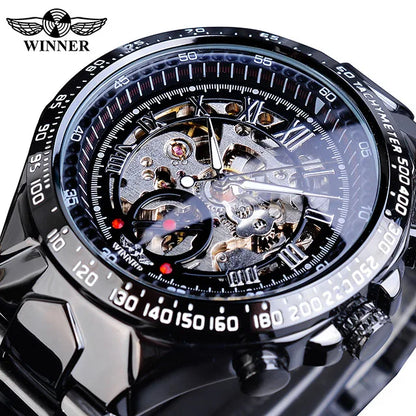 Winner Men's Luxury Mechanical Watch – Sport Design Bezel, Automatic Skeleton Dial, Fashion Montre Homme