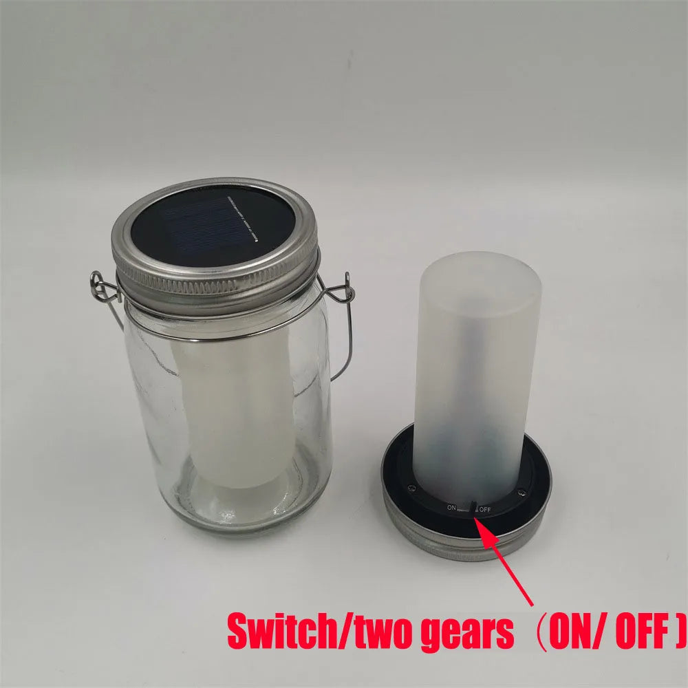 Solar LED Mason Jar Lights – Warm Torch Flame Lantern for Outdoor & Indoor Christmas, Garden, and Street Decoration