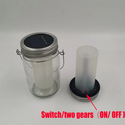 Solar LED Mason Jar Lights – Warm Torch Flame Lantern for Outdoor & Indoor Christmas, Garden, and Street Decoration