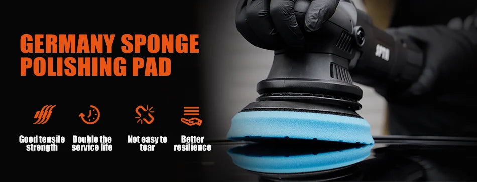 SPTA 5Pcs Car Sponge Wool Polishing Pads Set – 3", 5", 6" for DA/RO/GA Buffer Polisher, Buffing & Waxing