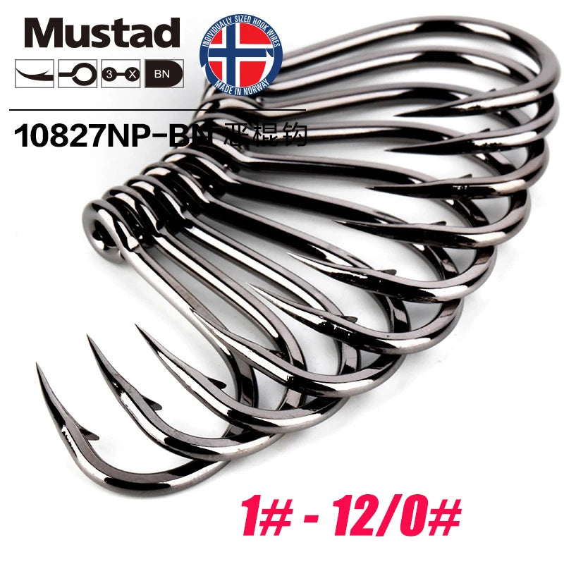 Mustad Norway Sea Fishing Hooks – Super Strong Big Circle Hooks, Sizes 1#-12/0# 10827NP-BN