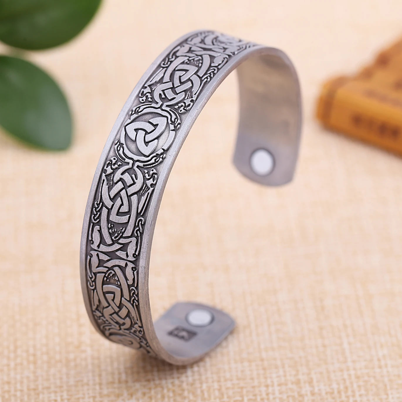 Skyrim Viking Talisman Bracelet – Tree of Life, Luck Knot Runes, Magnetic Cuff Bangle, Adjustable Unisex Jewelry