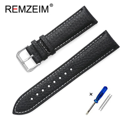 Genuine Calfskin Leather Watch Strap – Men's & Women's Band Accessories, 12mm-22mm, Green, Blue, Red