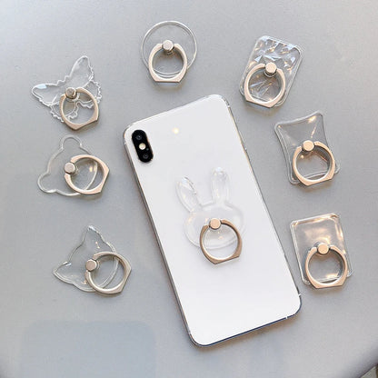 Universal Magnetic Mobile Phone Holder – Cute Finger Ring Stand, Transparent for iPhone 11, 12, XS Max