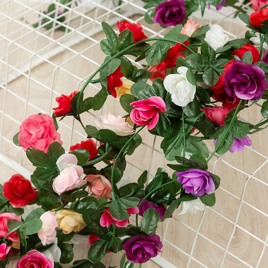 250CM Artificial Rose Flower Vine — Wedding, Home, Garden, Christmas & DIY Decoration Arch