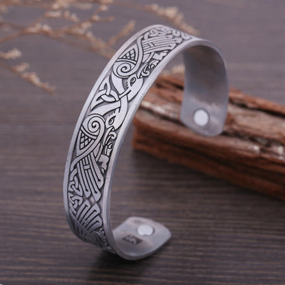 Skyrim Viking Talisman Bracelet – Tree of Life, Luck Knot Runes, Magnetic Cuff Bangle, Adjustable Unisex Jewelry