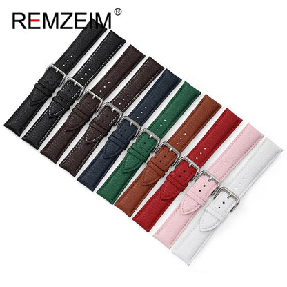 Genuine Calfskin Leather Watch Strap – Men's & Women's Band Accessories, 12mm-22mm, Green, Blue, Red
