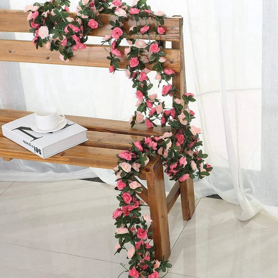 250CM Artificial Rose Flower Vine — Wedding, Home, Garden, Christmas & DIY Decoration Arch