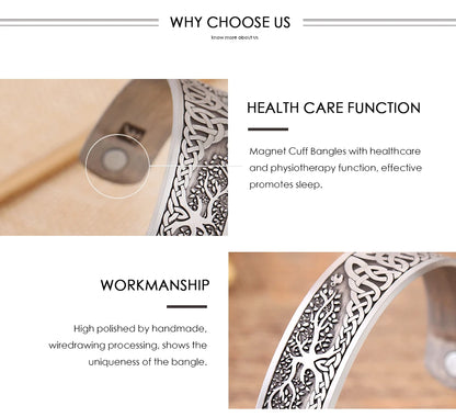 Skyrim Viking Talisman Bracelet – Tree of Life, Luck Knot Runes, Magnetic Cuff Bangle, Adjustable Unisex Jewelry