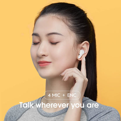 QCY T13 Bluetooth Headphones V5.1 – Wireless TWS Earbuds with Touch Control, 4 Mics, ENC HD Call, and Customizing App