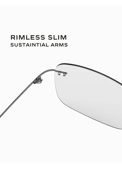 CAPONI Square Photochromic Polarized Sunglasses for Men - Rimless, Classic Design, UV400 Protection Eyewear (BS7467)